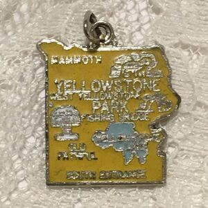 Vintage Yellowstone Park Charm Enameled Souvenir Wyoming Silver Tone